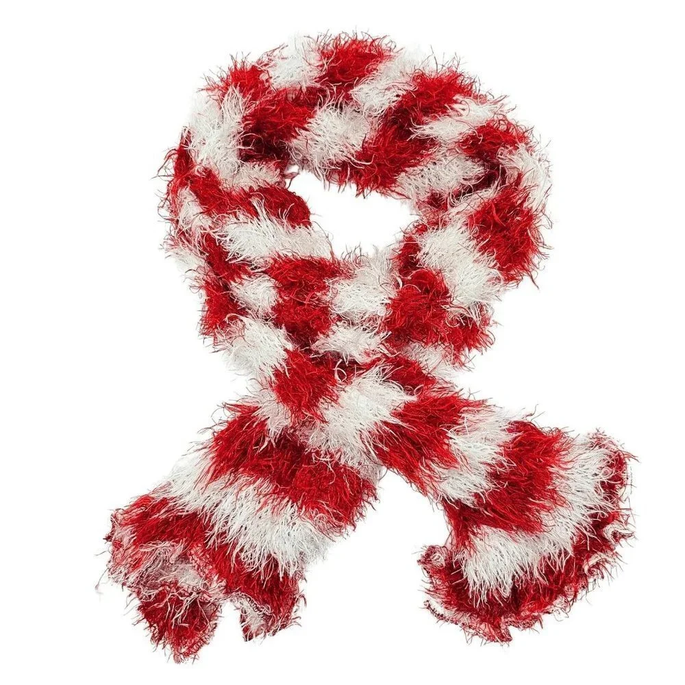 Vtg Y2K Fuzzy Eyelash Shaggy Convertible Scarf 11 Way Whimsical Fairy Christmas
